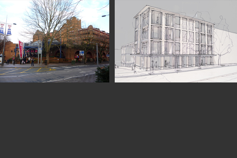 'before and after' views of Post Office site